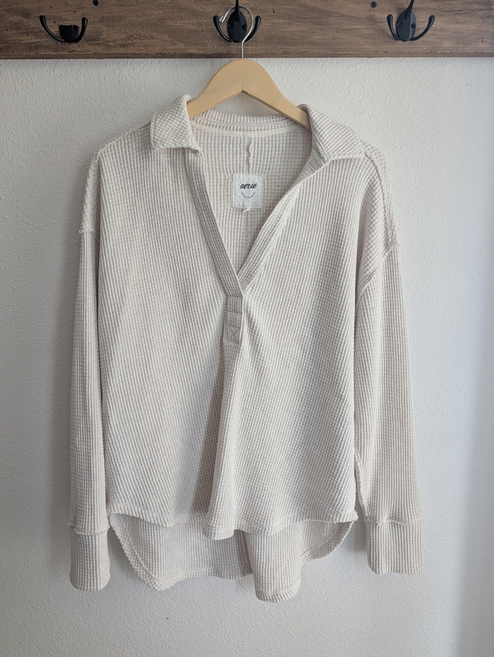 Aerie LumberJane Waffle Polo Shirt Size XS